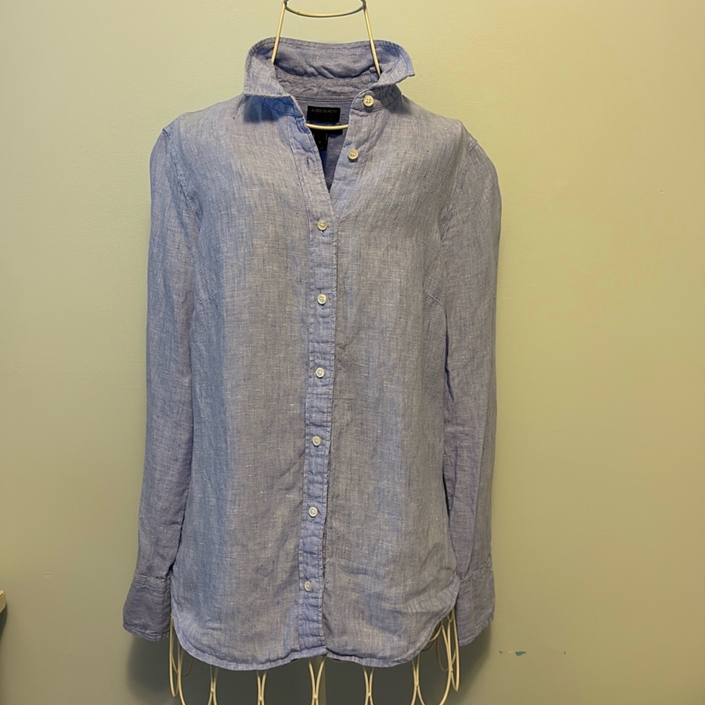 J. Crew Women’s Perfect Shirt Light Blue Baird McNutt Irish Linen size 0
